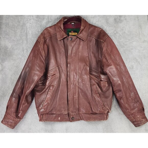 Telegraph by Copper Collections Other - Telegraph by Cooper Leather Jacket Mens Size 40 Brown Full Zip Vintage Bomber